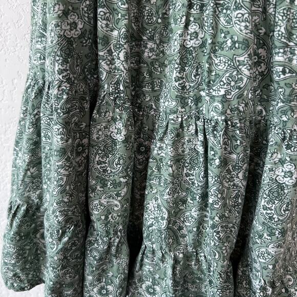 Hollister Green Floral Short Sleeve Mini Dress with Shorts size XXSP Cottagecore - Picture 3 of 9